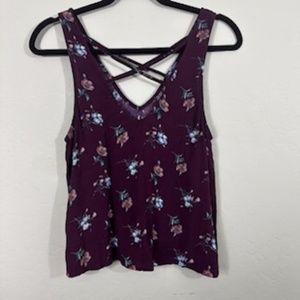Dark Purple Mimi Chica Flower Tank Top Women’s Size Medium